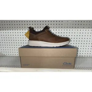 Clarks Motion Trek EZ Mens Leather Casual Slip On Sneakers Shoes Size 10 Brown