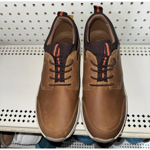 Clarks Motion Trek EZ Mens Leather Casual Slip On Sneakers Shoes Size 10 Brown