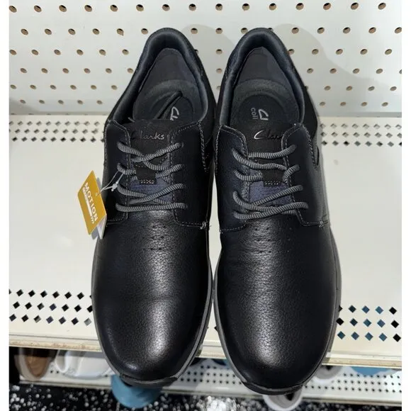 Clarks Motion Trek PT Mens Leather Casual Lace Up Sneakers Shoes Size 9 Black
