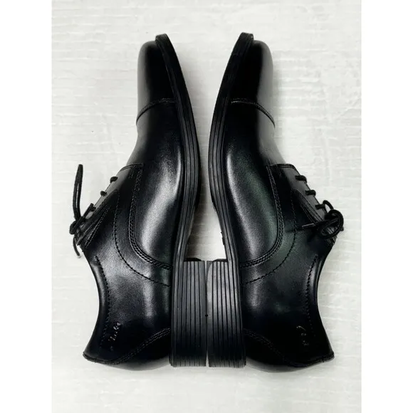 CLARKS Whiddon Cap Black Leather Career Comfort Shoes, Sz 9M