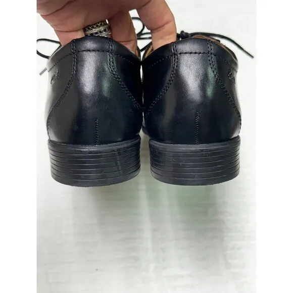 CLARKS Whiddon Cap Black Leather Career Comfort Shoes, Sz 9M
