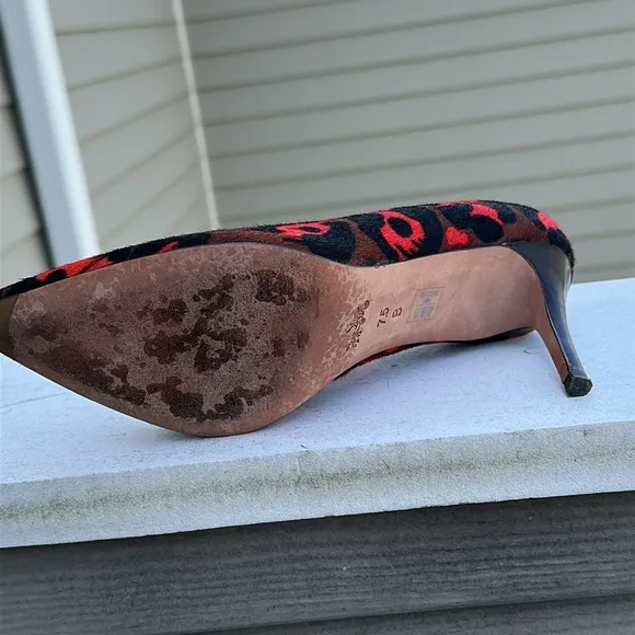 Coach Smith Wild Beast Haircalf Black/Brown/ Reddish-Orange Pumps Size 7.5