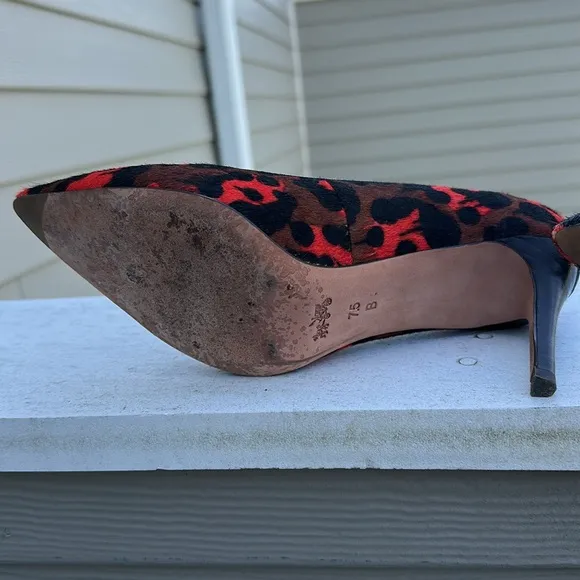 Coach Smith Wild Beast Haircalf Black/Brown/ Reddish-Orange Pumps Size 7.5