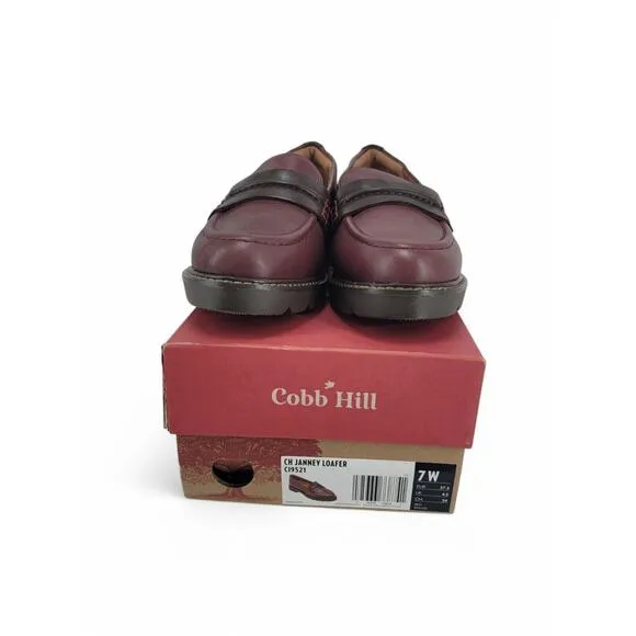 Cobb Hill Burgundy Leather Loafers Women’s 7W | Janney Penny Comfort Flats