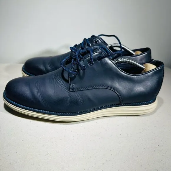 Cole Haan C22766 Men Blue Leather Grand Plain Toe Oxford Casual Shoes Size 8.5M