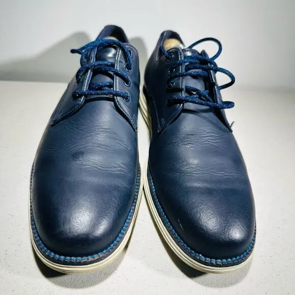 Cole Haan C22766 Men Blue Leather Grand Plain Toe Oxford Casual Shoes Size 8.5M