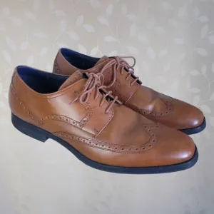 Cole Haan Grand OS Signature Leather Wingtip Lace Up Oxfords Brown 10