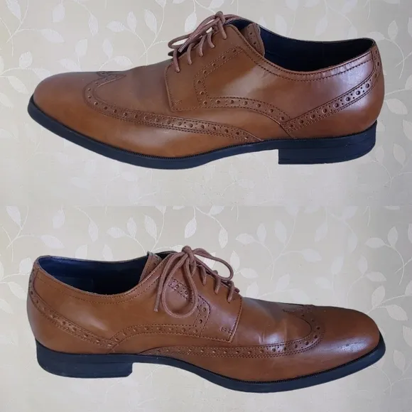 Cole Haan Grand OS Signature Leather Wingtip Lace Up Oxfords Brown 10