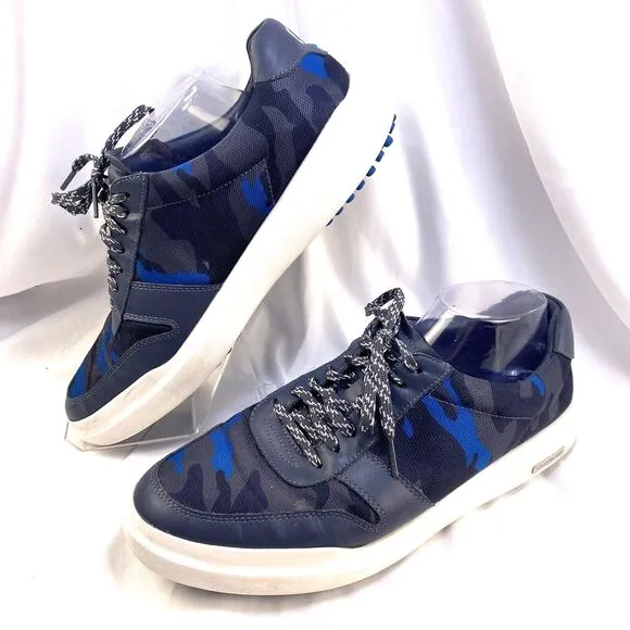 Cole Haan Grand Series Golf Shoes Men's 10M Blue Leather Camo Spikeless Sneakers