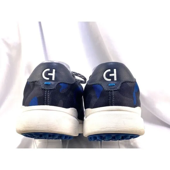 Cole Haan Grand Series Golf Shoes Men's 10M Blue Leather Camo Spikeless Sneakers