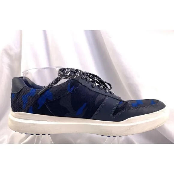 Cole Haan Grand Series Golf Shoes Men's 10M Blue Leather Camo Spikeless Sneakers