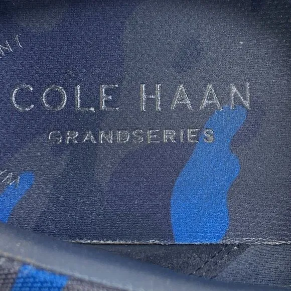 Cole Haan Grand Series Golf Shoes Men's 10M Blue Leather Camo Spikeless Sneakers