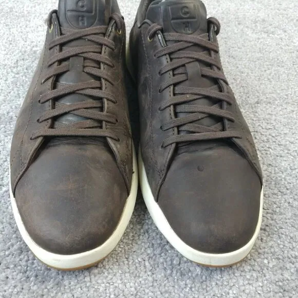 Cole Haan GrandPro Tennis Sneakers Mens 10.5 Shoes Java Brown Leather Lace Up