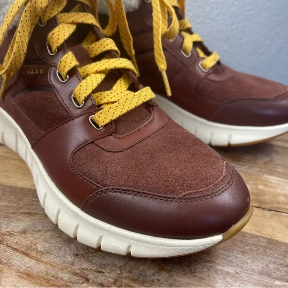 Cole Haan l 6.5B Zero Grand Natural Sheep Shearling Yellow Laces Hiking Boots