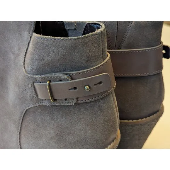 Cole Haan Martina Brown Suede Waterproof Wedge Heel Ankle Boots Sz 10.5 B