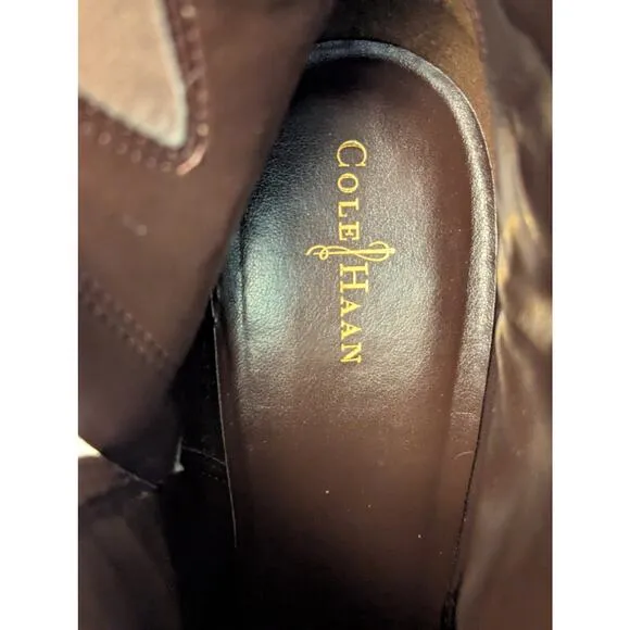 Cole Haan Martina Brown Suede Waterproof Wedge Heel Ankle Boots Sz 10.5 B