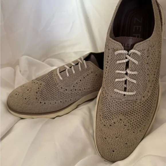 Cole Haan Mens Original Grand Stitchlite Beige Wing Oxford Shoes