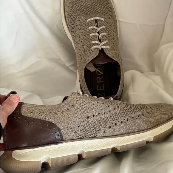 Cole Haan Mens Original Grand Stitchlite Beige Wing Oxford Shoes
