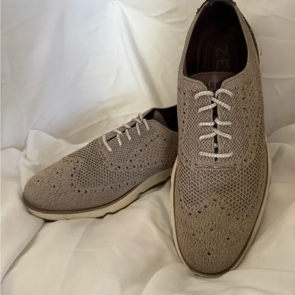 Cole Haan Mens Original Grand Stitchlite Beige Wing Oxford Shoes