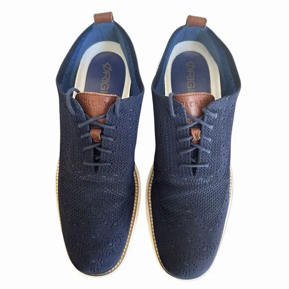 Cole Haan Zerogrand Shoes Mens 10 M Blue Stitchlite Wingtip Oxford Casual C27960