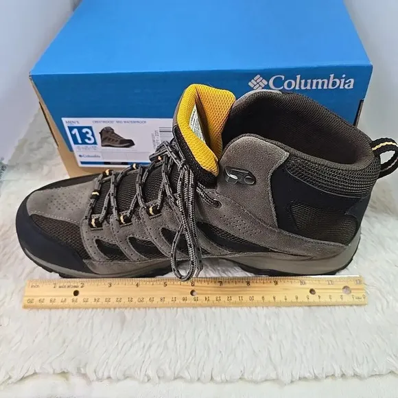 Columbia Crestwood Mid Boots Men's 13 Waterproof Gray Hiking BM5371-231 New NIB