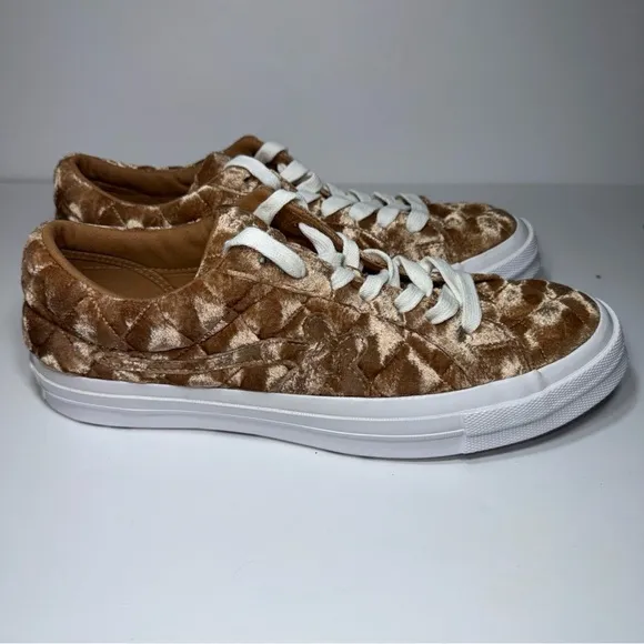 Converse Golf Le Fleur X One Star SZ 12 Quilted Velvet Brown Sugar 165599C