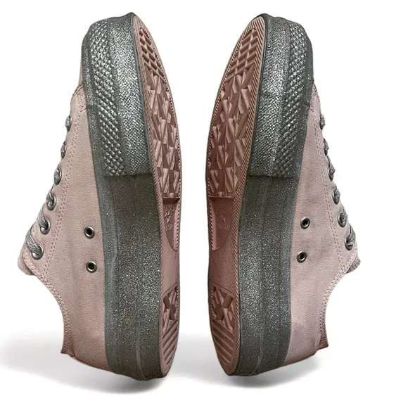 Converse x Miley Cyrus Chuck Taylor All Star Lift Low Pink Glitter Shoes…