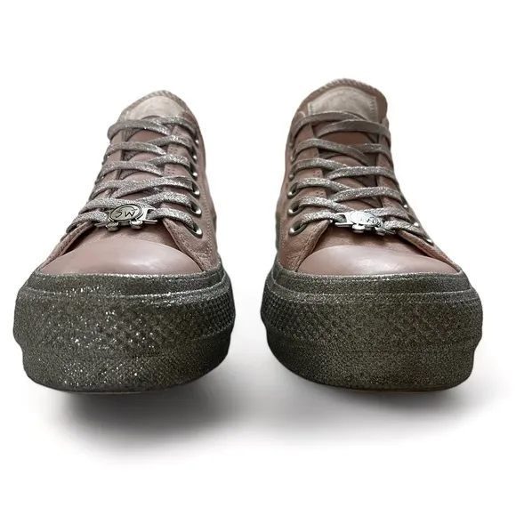 Converse x Miley Cyrus Chuck Taylor All Star Lift Low Pink Glitter Shoes…