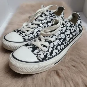 Converve Black White All Star Floral Polka Dot Sneakers Shoes Size 8