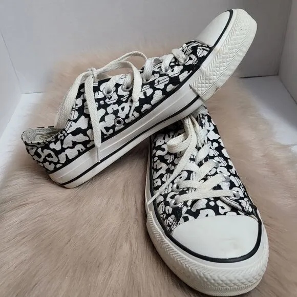 Converve Black White All Star Floral Polka Dot Sneakers Shoes Size 8