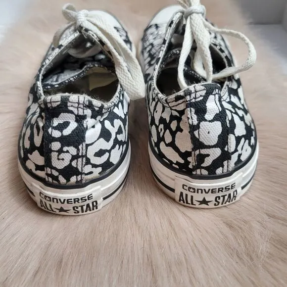 Converve Black White All Star Floral Polka Dot Sneakers Shoes Size 8
