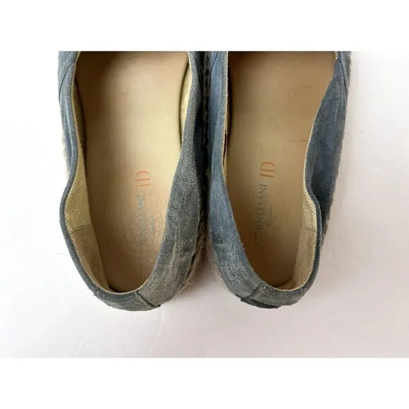 Corneliani ID Men's Blue Suede Espadrilles Size 7.5 Used Elegant Casual Shoes