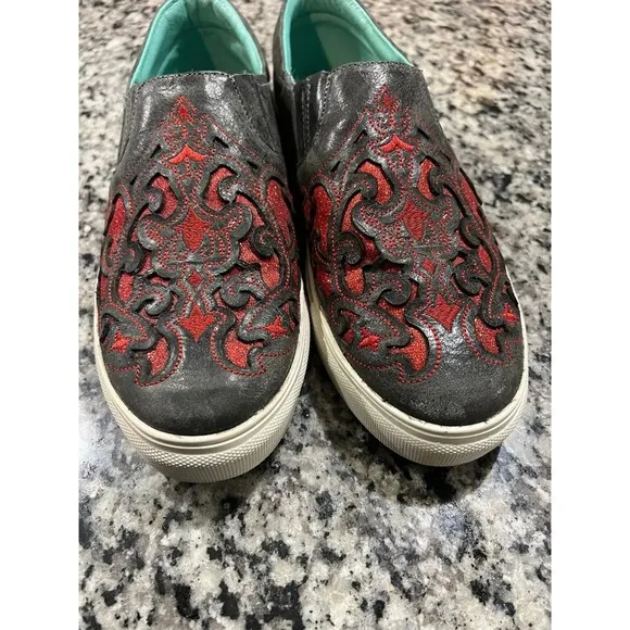 Corral Casual Shoes Womens Glitter Rubber Sole Black Red E1561 size 11 / men’s 9