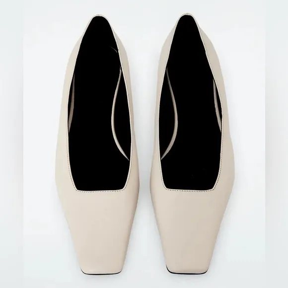 COS SQUARE-TOE LEATHER COURT SHOES