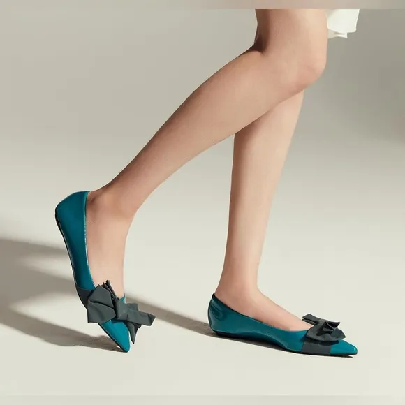 C.Paravano Pointy Bow Flats Comfortable Stylish Slip-On Shoes for Casual&amp; Office