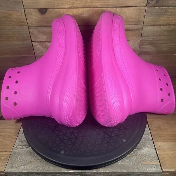 Crocs Womens Sz 6 Classic Crush Waterproof 6&quot; hi-top Hot Pink Pull On Boots