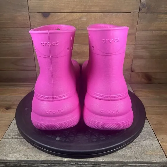 Crocs Womens Sz 6 Classic Crush Waterproof 6&quot; hi-top Hot Pink Pull On Boots
