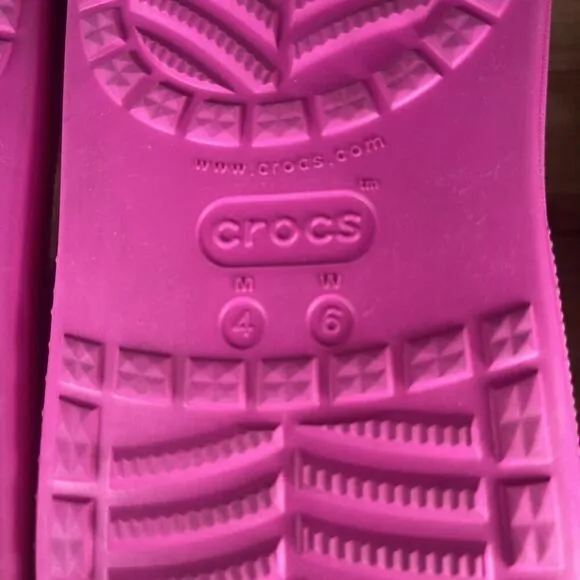 Crocs Womens Sz 6 Classic Crush Waterproof 6&quot; hi-top Hot Pink Pull On Boots