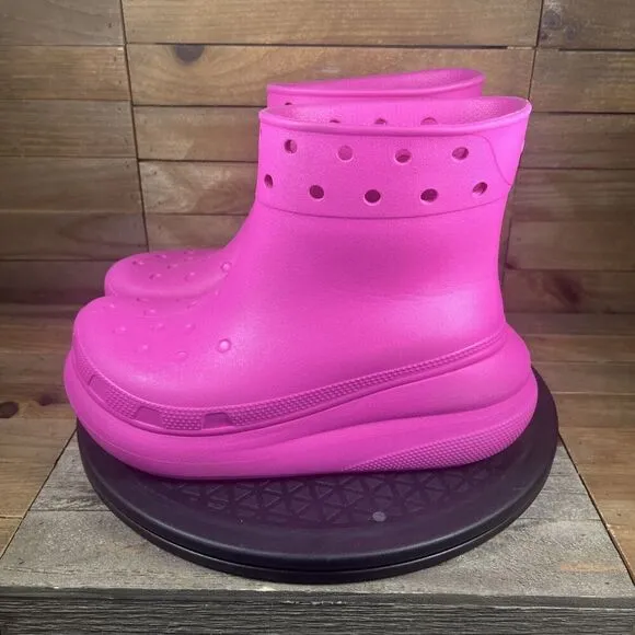 Crocs Womens Sz 6 Classic Crush Waterproof 6&quot; hi-top Hot Pink Pull On Boots