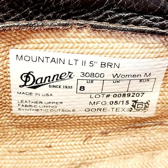 Danner Mountain Light II Women's Size 8 M Hiking Boots Brown Leather Gore-Tex