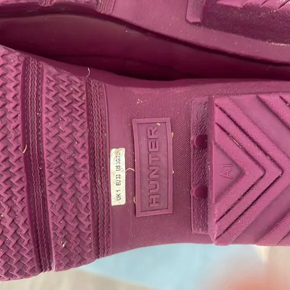 Deep Purple Mid-Calf Hunter Rain Boots (US 2B/3G)