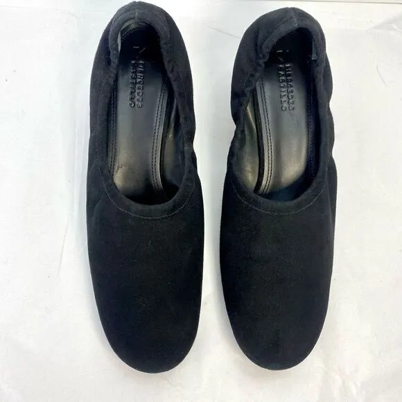 Designer Mercedes Castillo Suede Black Scrunch Funky Art Deco Heel NWOB