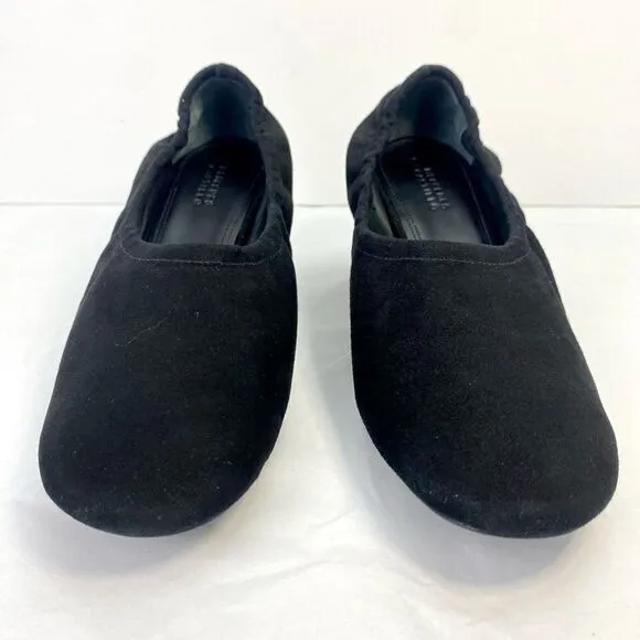 Designer Mercedes Castillo Suede Black Scrunch Funky Art Deco Heel NWOB