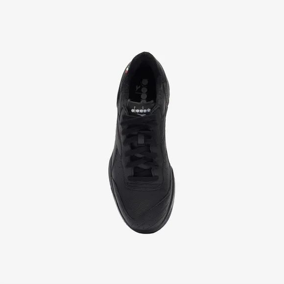 Diadora Maverick triple black full-grain leather mens size 8-13 running shoes
