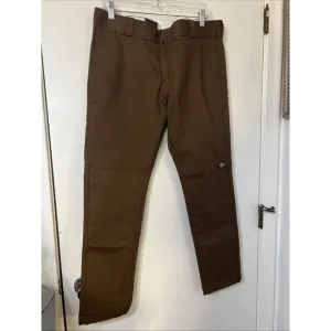 Dickies Flex 34x30 Pants Skinny Straight Brown Mens Twill Workwear Preppy