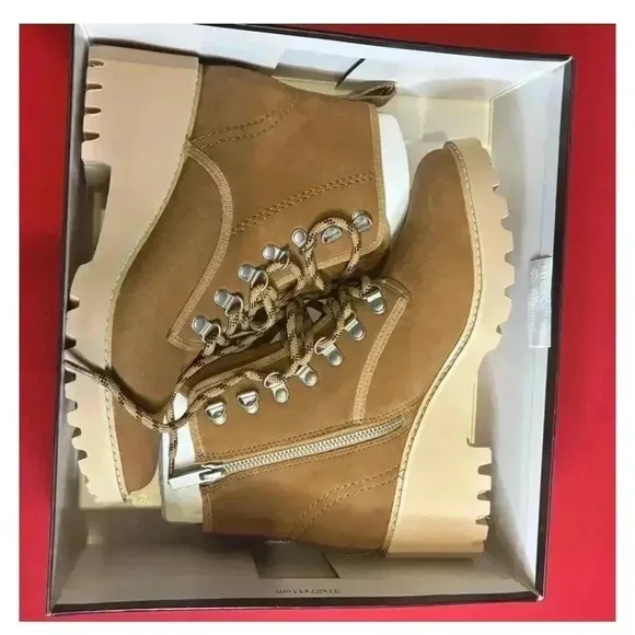 Dolce Vita Women's Huey Hiker Boots Brown Nubuck Ankle Combat size 7.5