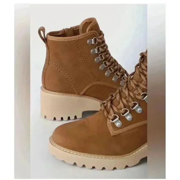 Dolce Vita Women's Huey Hiker Boots Brown Nubuck Ankle Combat size 7.5
