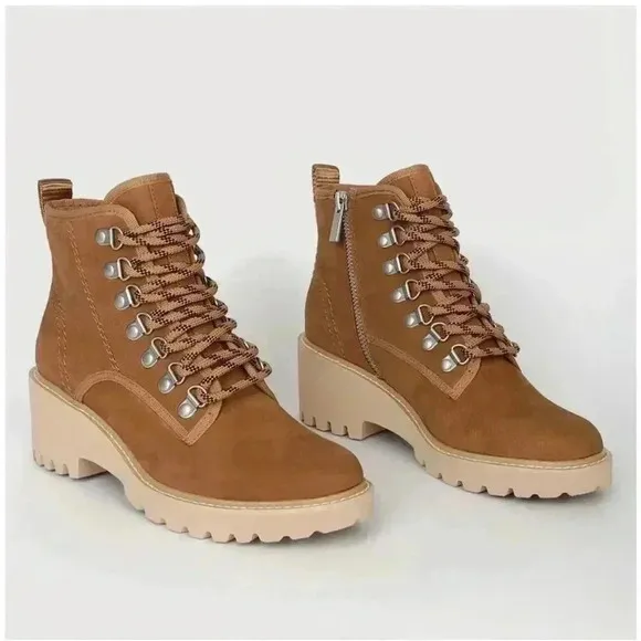 Dolce Vita Women's Huey Hiker Boots Brown Nubuck Ankle Combat size 7.5