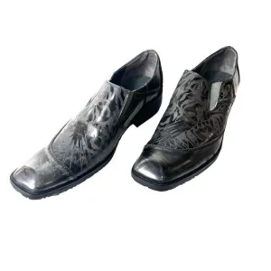 Don Ed Hardy Mens Sz 10 Gray Dress/Casual Shoes Leather Square Toe Print Slip On