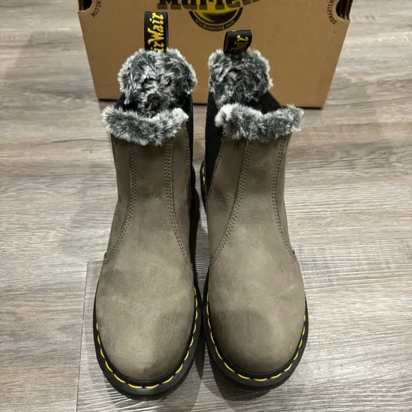 Dr Martens 2976 Leonore Nickel Grey Milled Nubuck WP Waterproof Boots